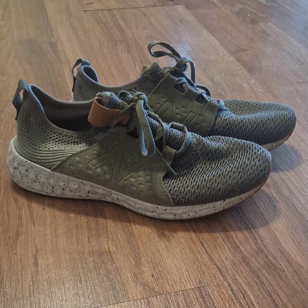 New Balance Olive Green Knit Athletic Sneakers